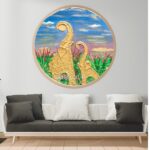 "Textured resin art featuring an elephant and her baby, with intricate details and a shimmering finish symbolizing strength and love."