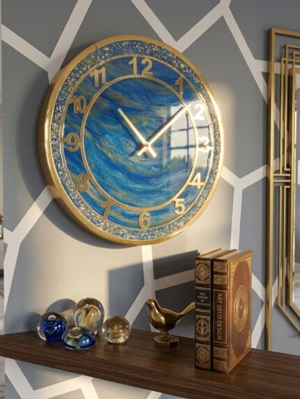 Decorative resin wall clock for contemporary homes Unique handmade resin clock for bedroom and living room Stylish resin art wall clock with modern aesthetic Geode resin wall clock with luxury glossy texture Artistic wall clock made with premium epoxy resin Modern oversized resin wall clock for luxury interiors Customized resin clock with abstract art design Elegant resin wall clock