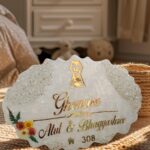 18 inch oval resin nameplate with customized name, handmade glossy resin name board for home entrance
