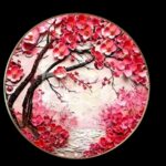 Round 3D resin flower wall art with preserved floral design in a glossy transparent resin finish by SAASHI