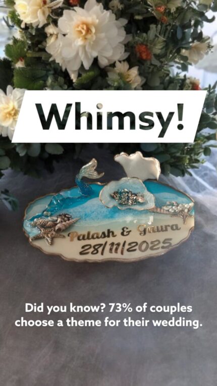 Handcrafted aqua marine resin ring platter with ocean-inspired blue shades, designed for wedding rings and jewelry display.