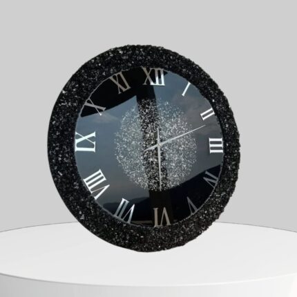 Round 3D resin flower wall art with preserved floral design in a glossy transparent resin finish by SAASHI