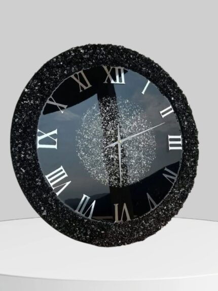 Round 3D resin flower wall art with preserved floral design in a glossy transparent resin finish by SAASHI