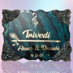 Custom Luxury Resin Nameplate – Emerald Marble with Gold Texture